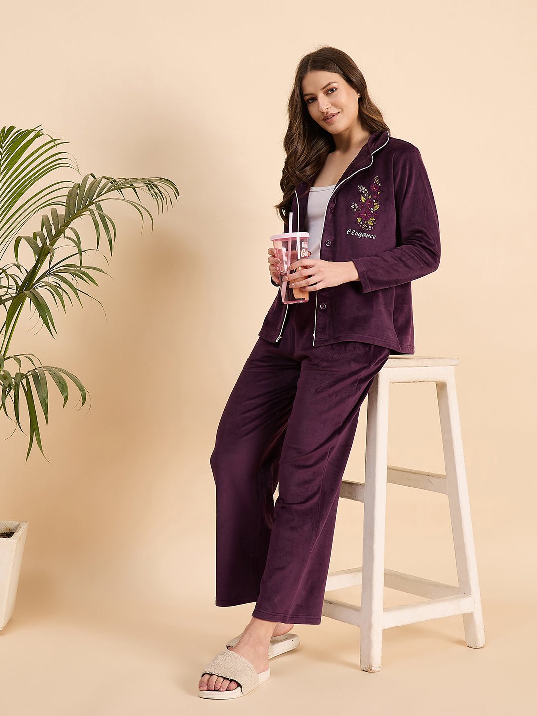 KIZA WOMEN VELVET FRONT OPEN