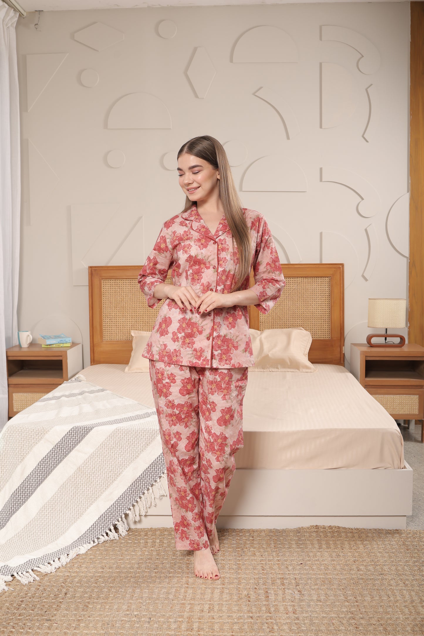 Cotton Front-open Nightwear Set