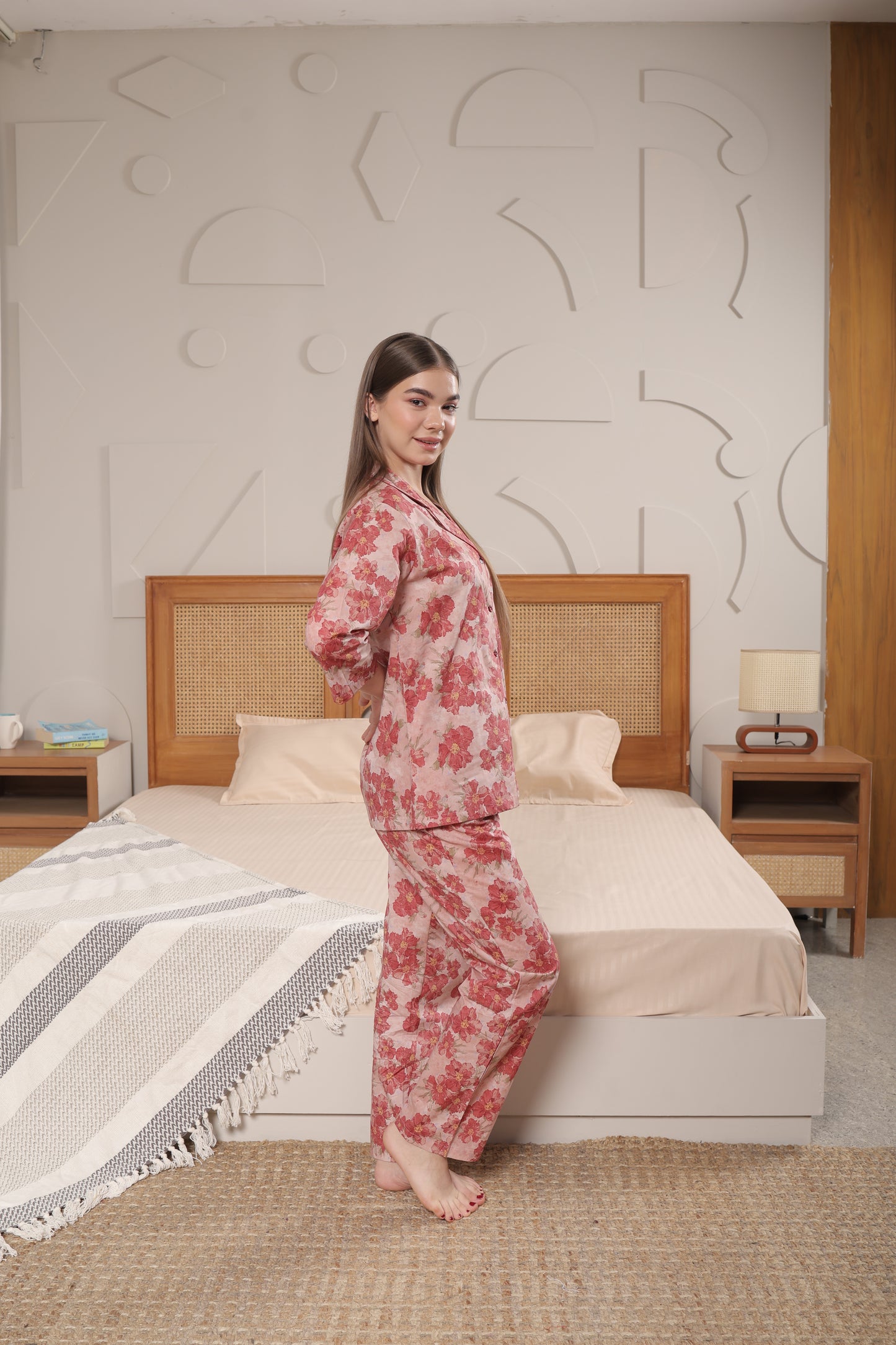 Cotton Front-open Nightwear Set