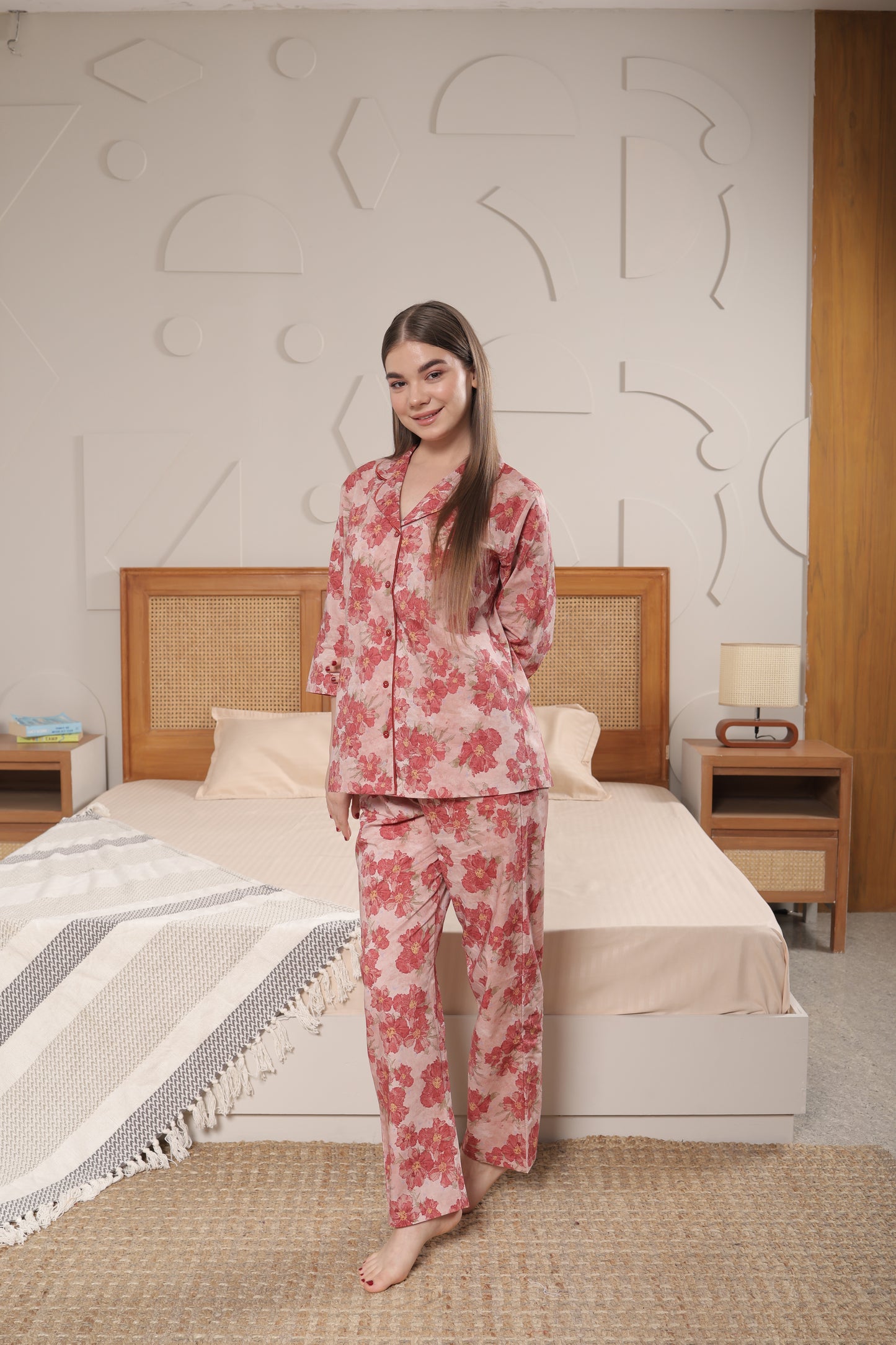 Cotton Front-open Nightwear Set