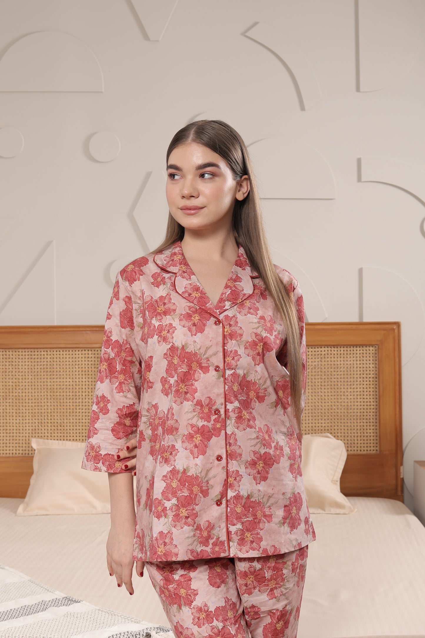 Cotton Front-open Nightwear Set