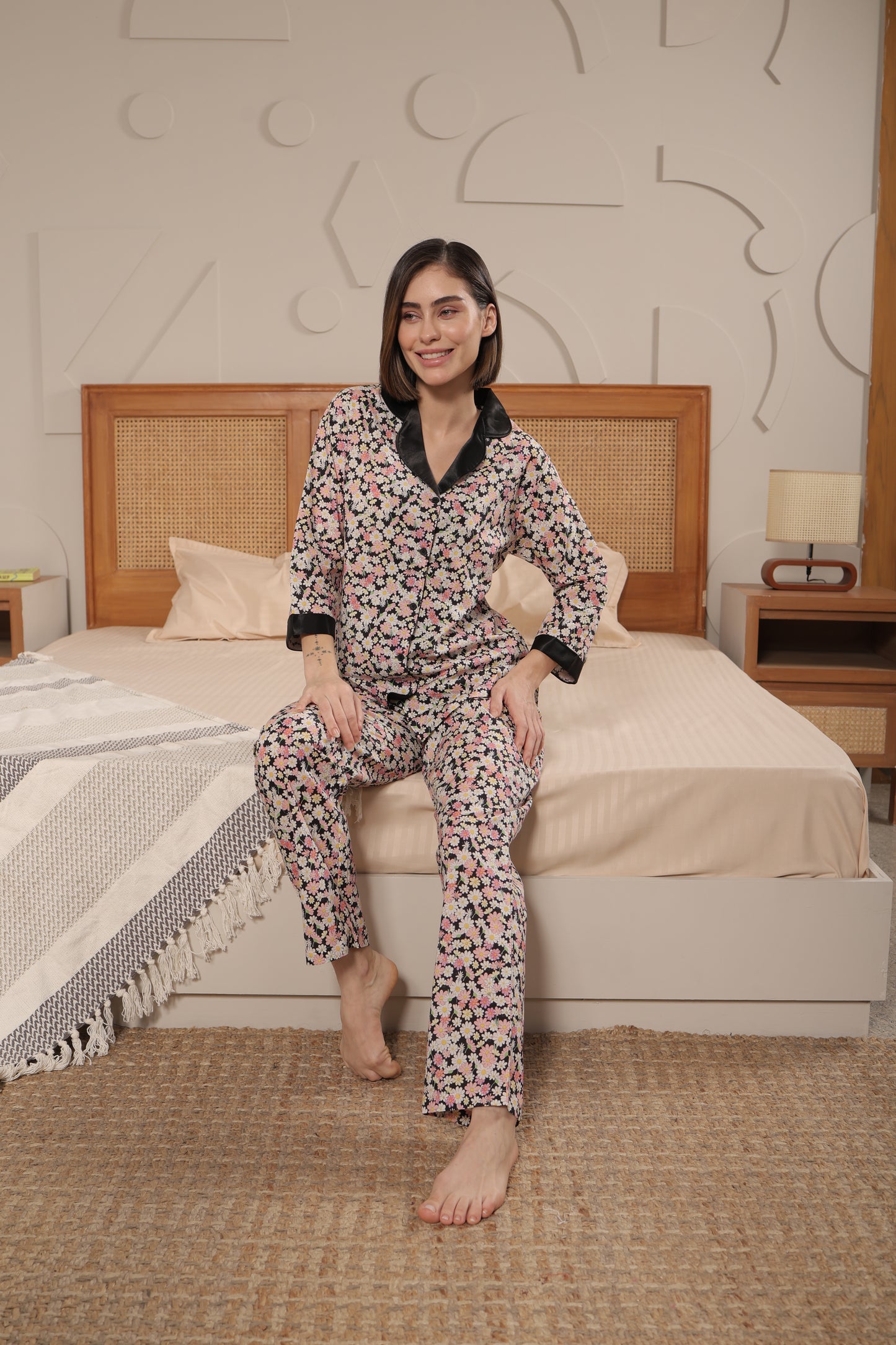 Cotton Front-open nightwear set