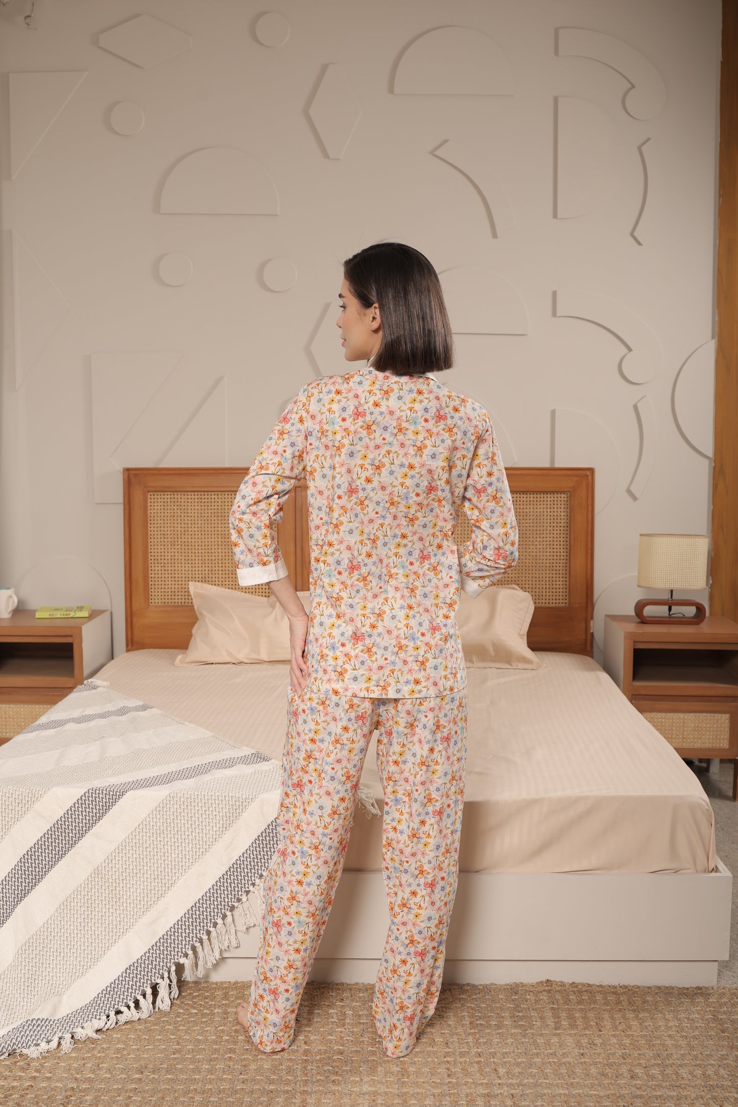 Cotton Front-open Nightwear set