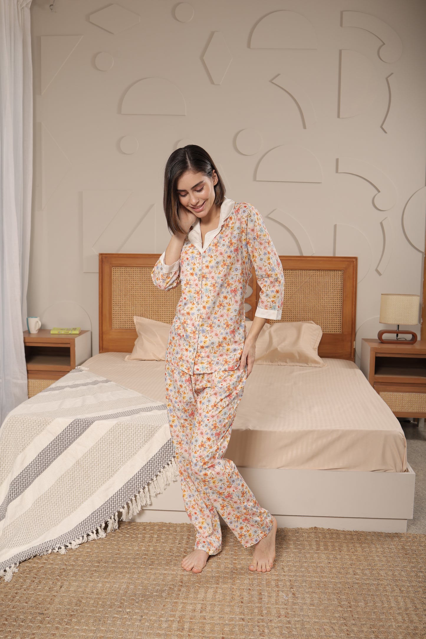Cotton Front-open Nightwear set