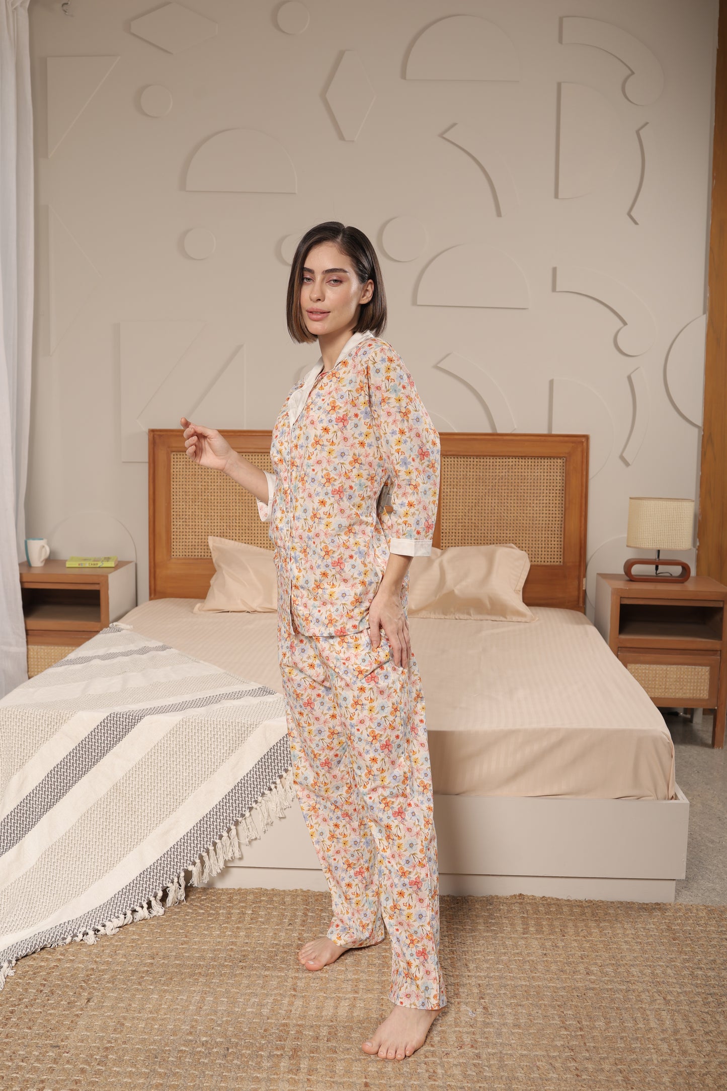 Cotton Front-open Nightwear set
