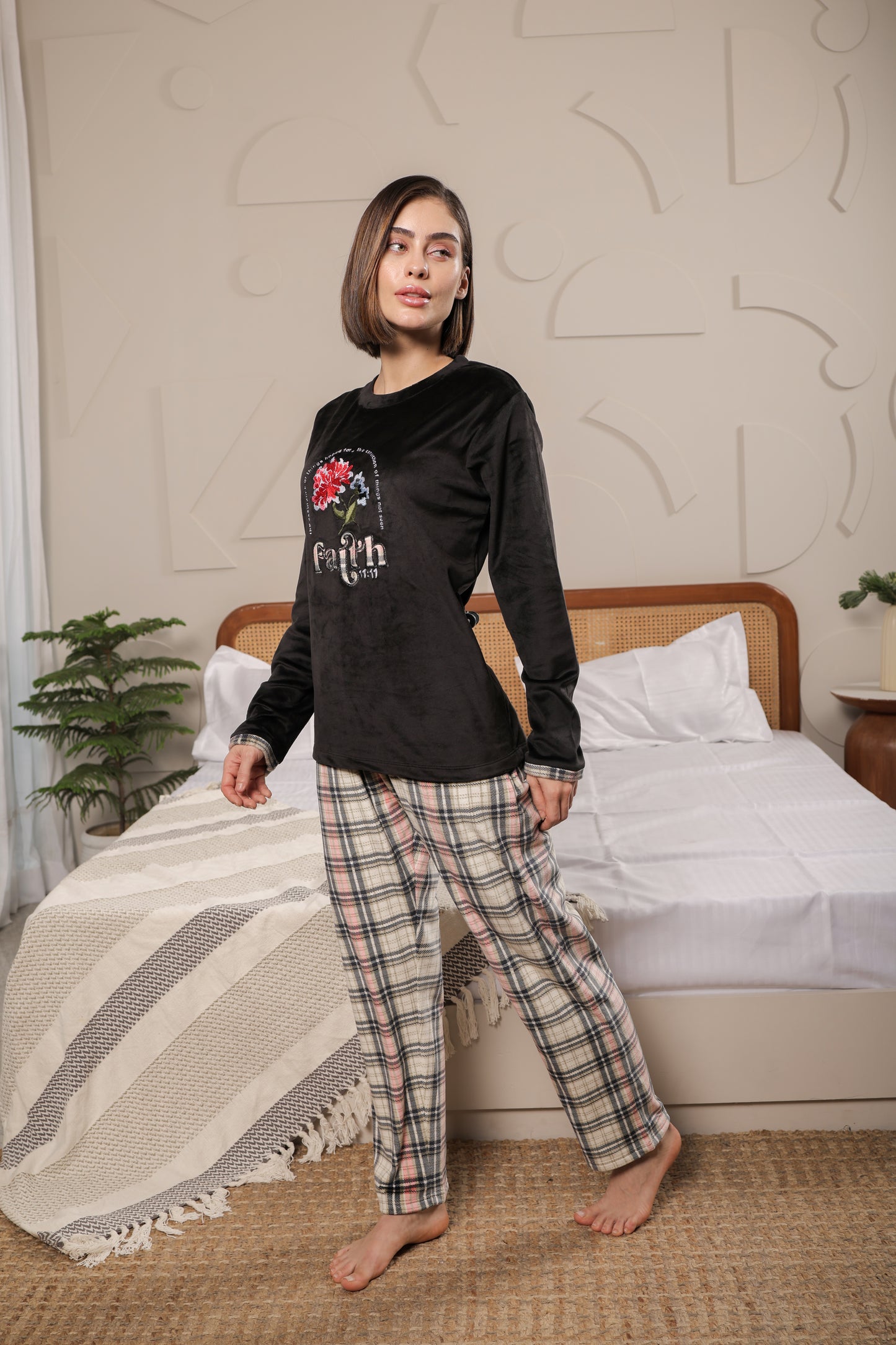 Kiza Women’s Black “Faith” Printed Night Suit