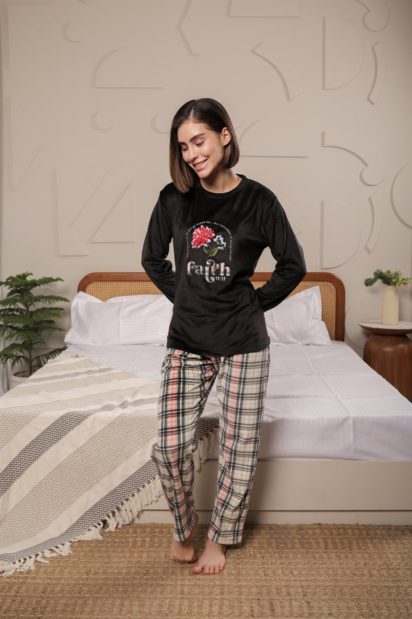 Kiza Women’s Black “Faith” Printed Night Suit