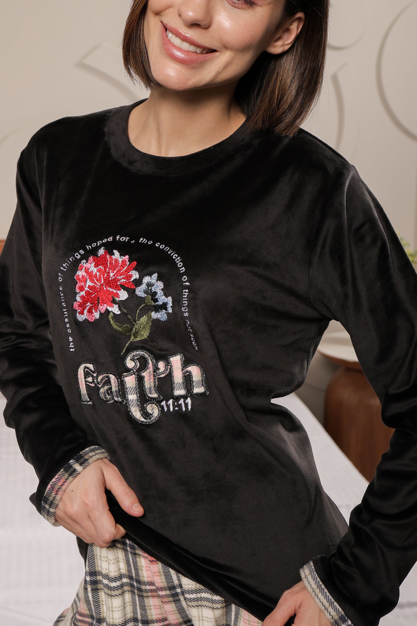 Kiza Women’s Black “Faith” Printed Night Suit