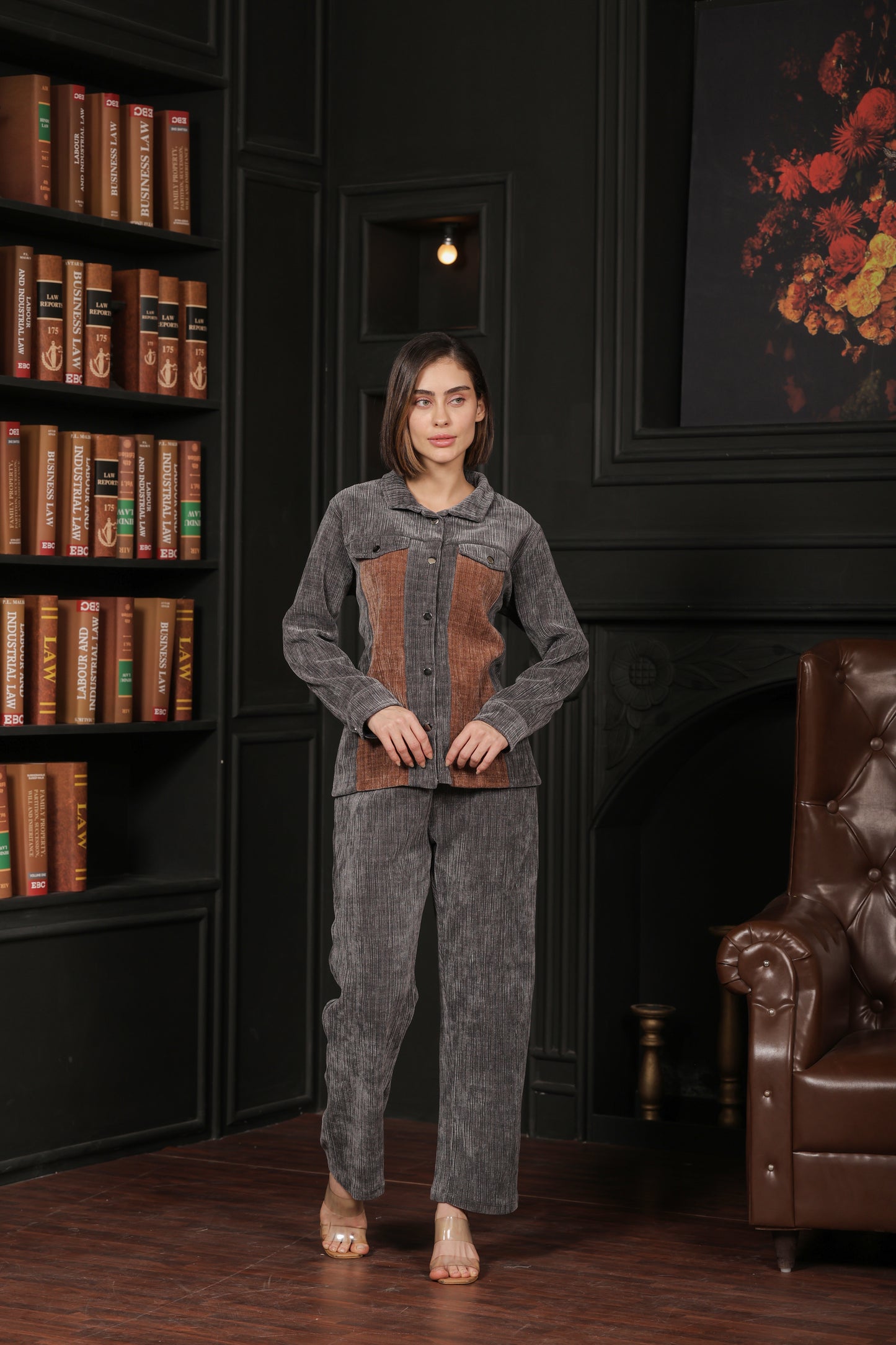 Kiza Women’s Dual-Tone Chanel Corduroy Co-ord Set