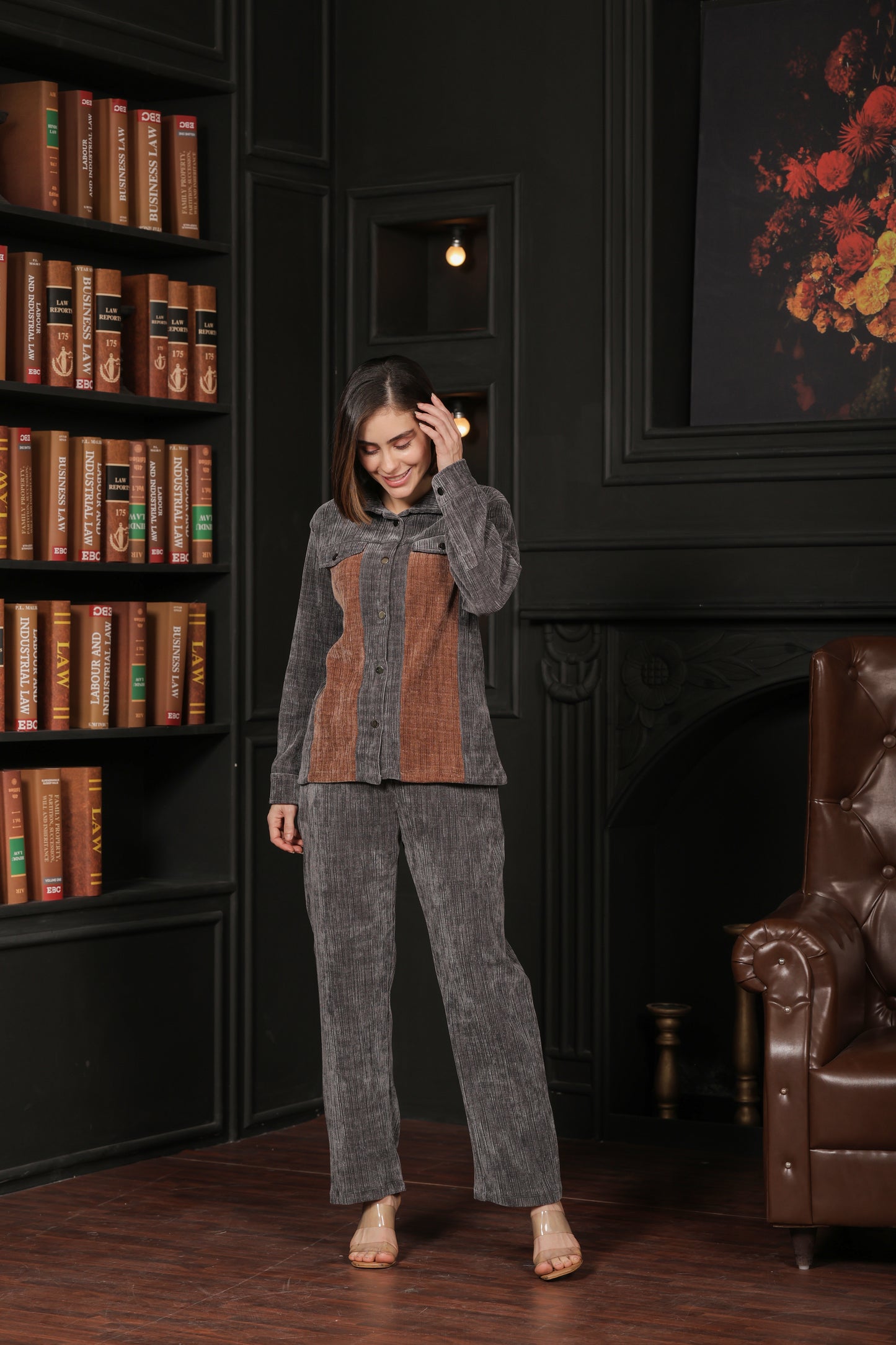 Kiza Women’s Dual-Tone Chanel Corduroy Co-ord Set