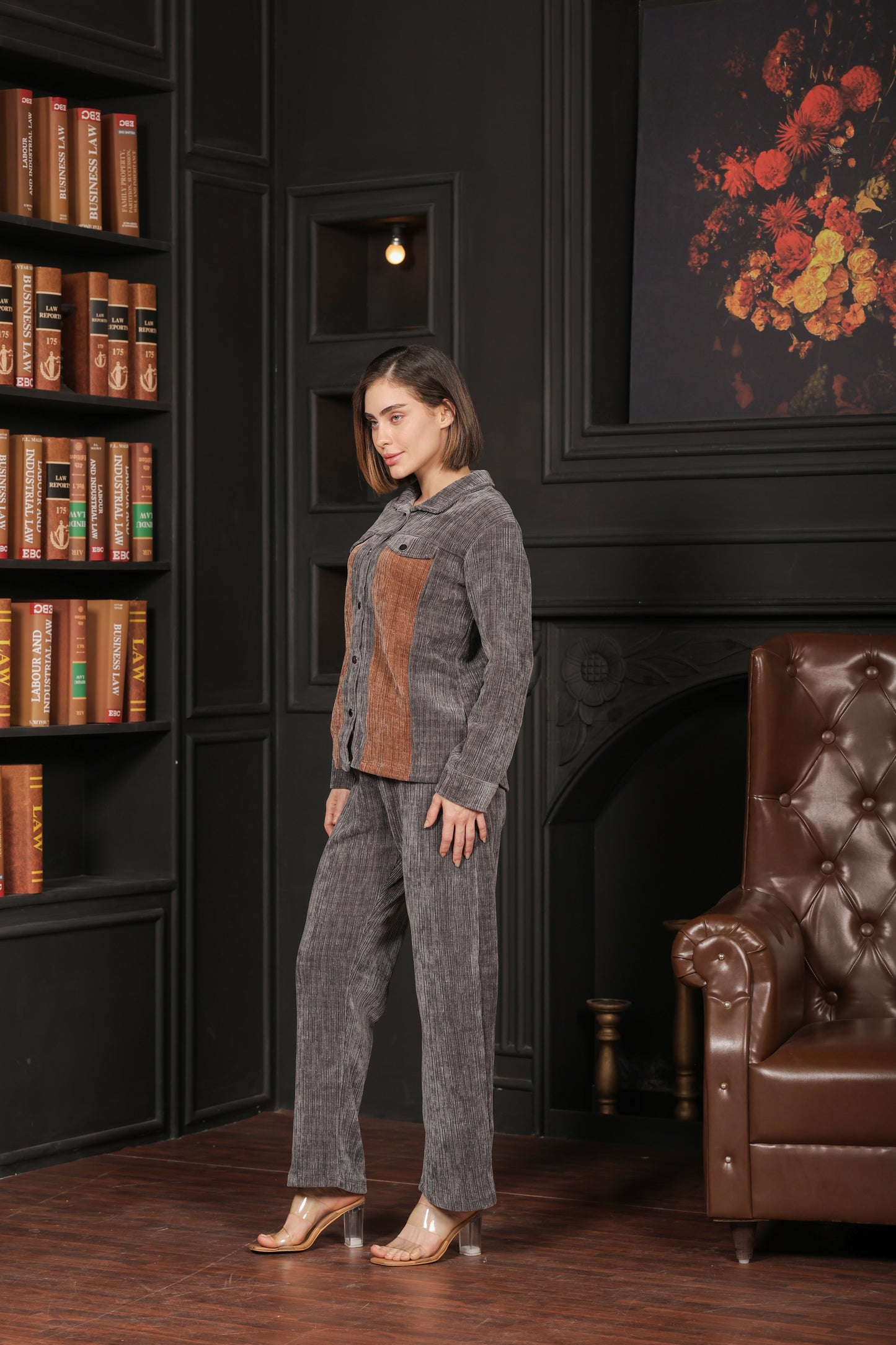 Kiza Women’s Dual-Tone Chanel Corduroy Co-ord Set