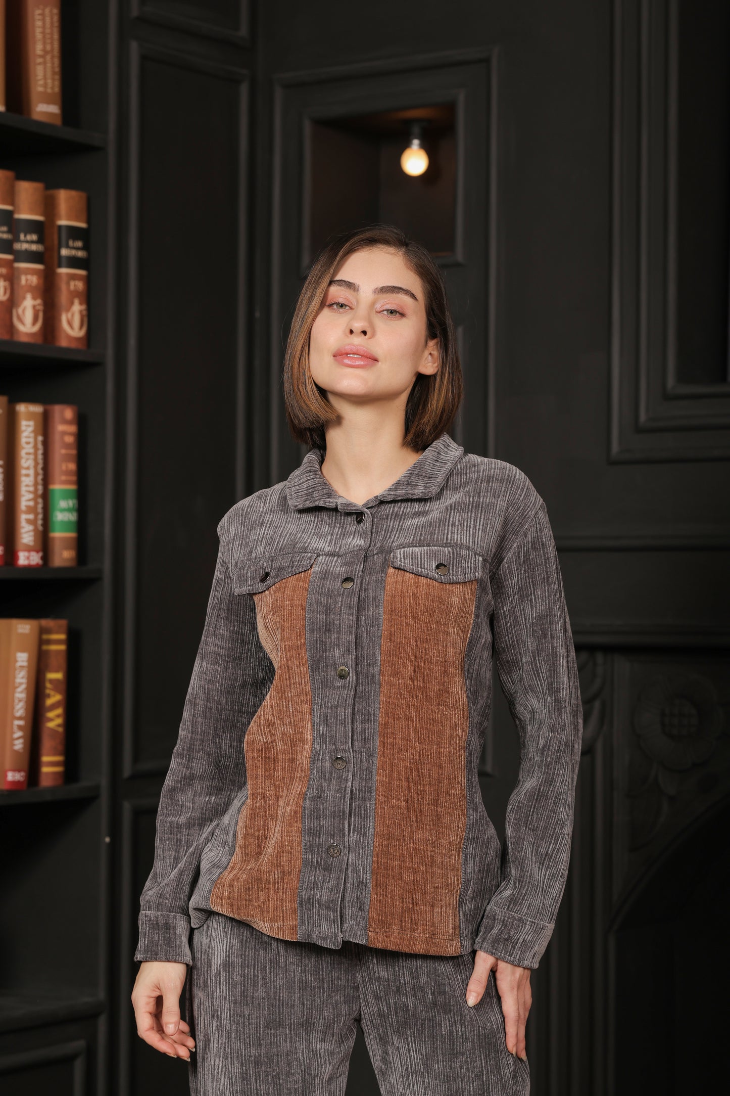 Kiza Women’s Dual-Tone Chanel Corduroy Co-ord Set