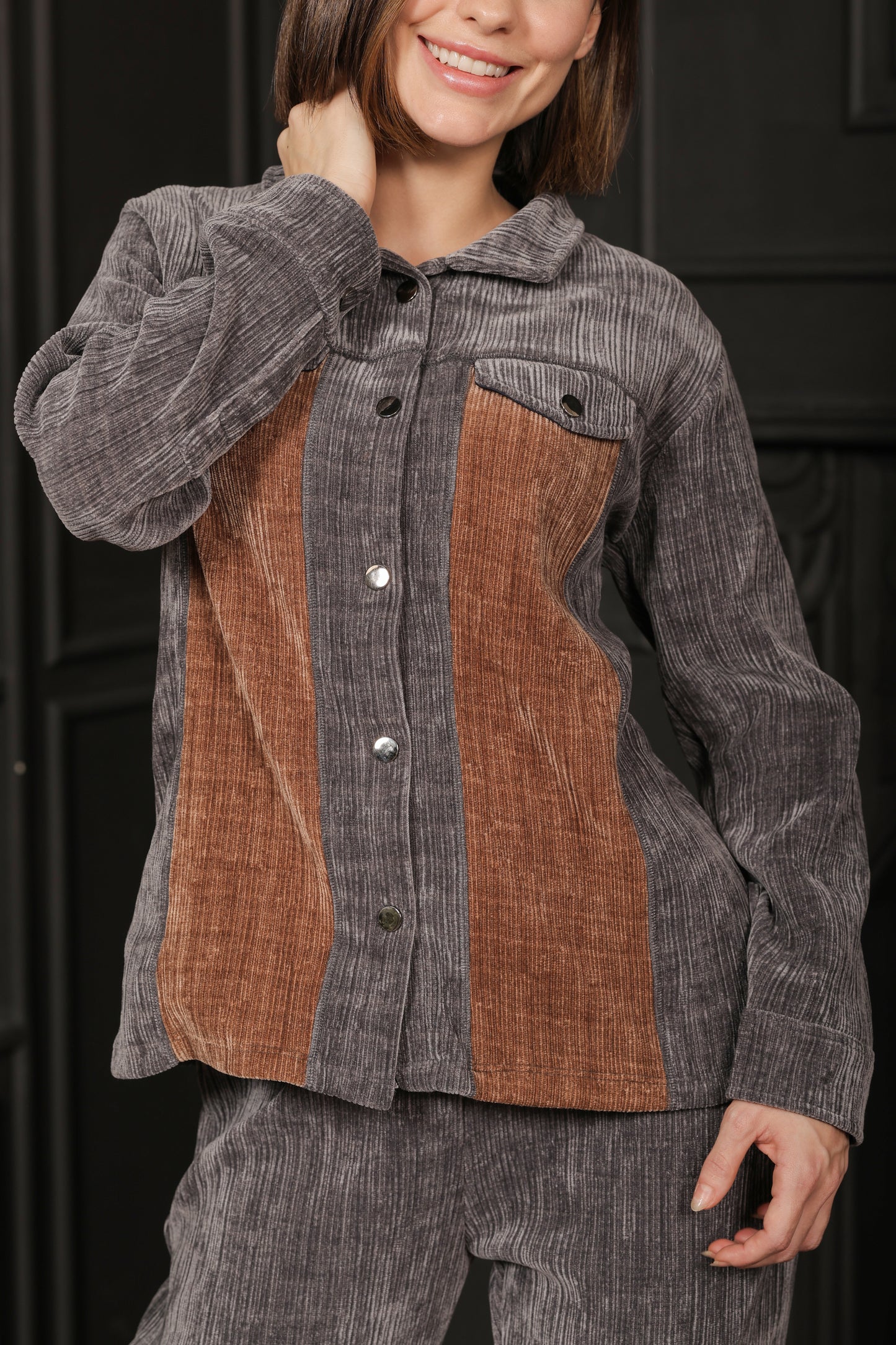 Kiza Women’s Dual-Tone Chanel Corduroy Co-ord Set