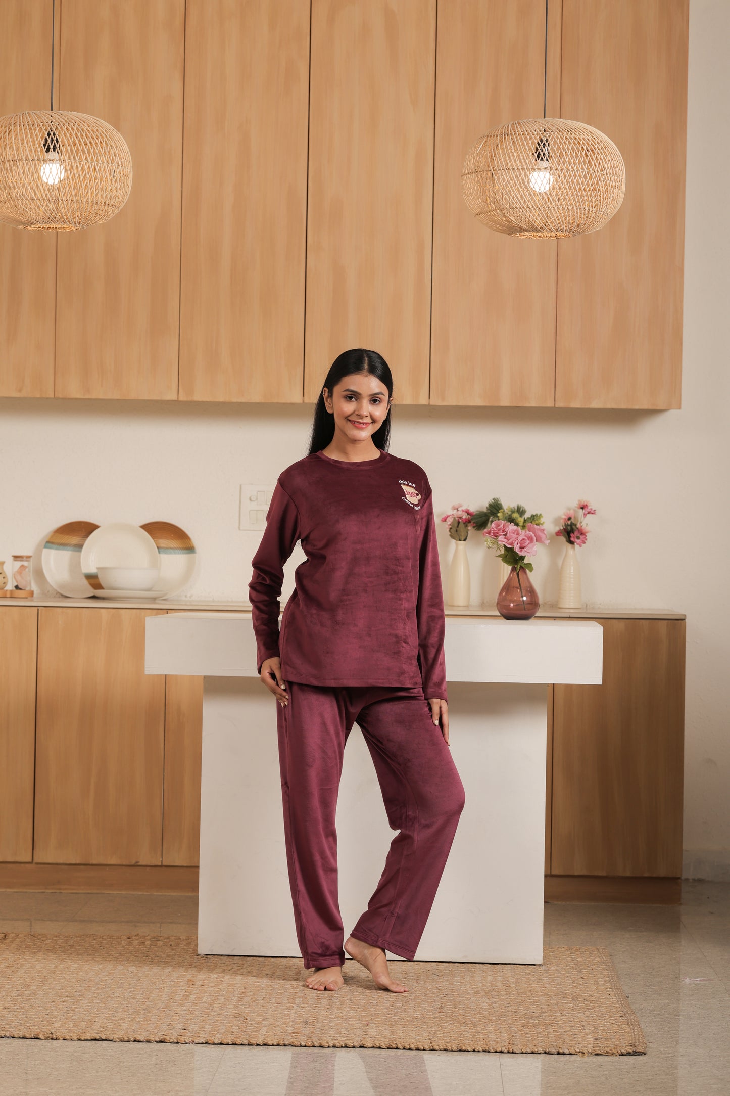Kiza Women’s Round Neck Full Sleeve Night Suit