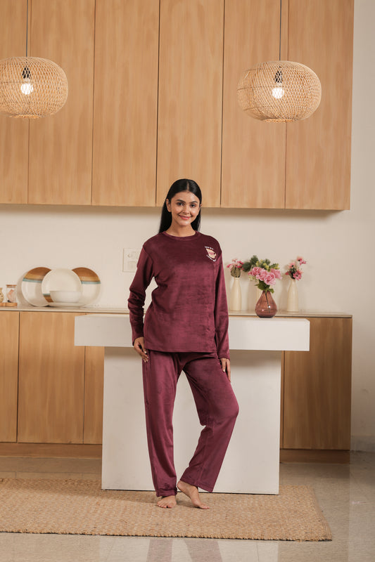 Kiza Women’s Round Neck Full Sleeve Night Suit