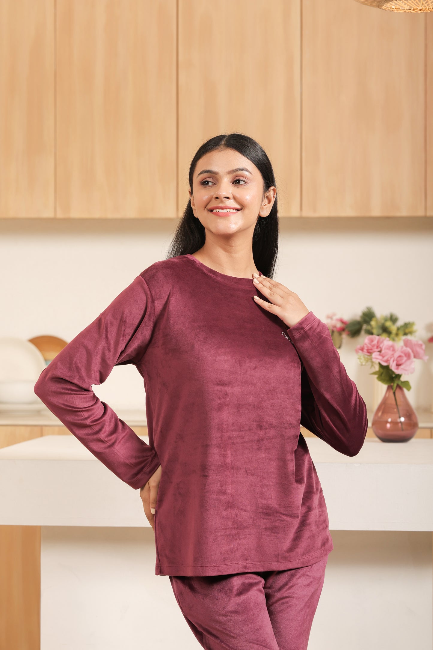 Kiza Women’s Round Neck Full Sleeve Night Suit