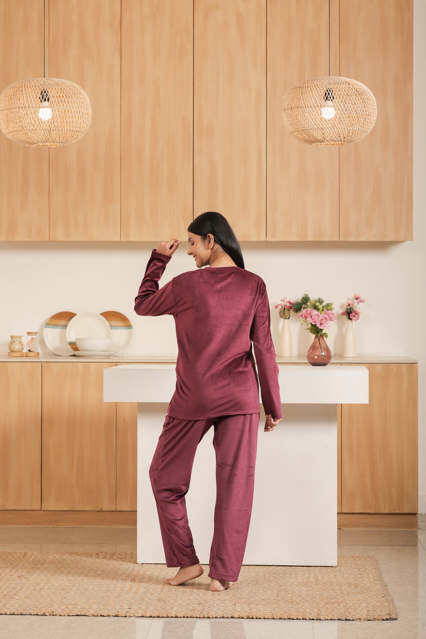 Kiza Women’s Round Neck Full Sleeve Night Suit