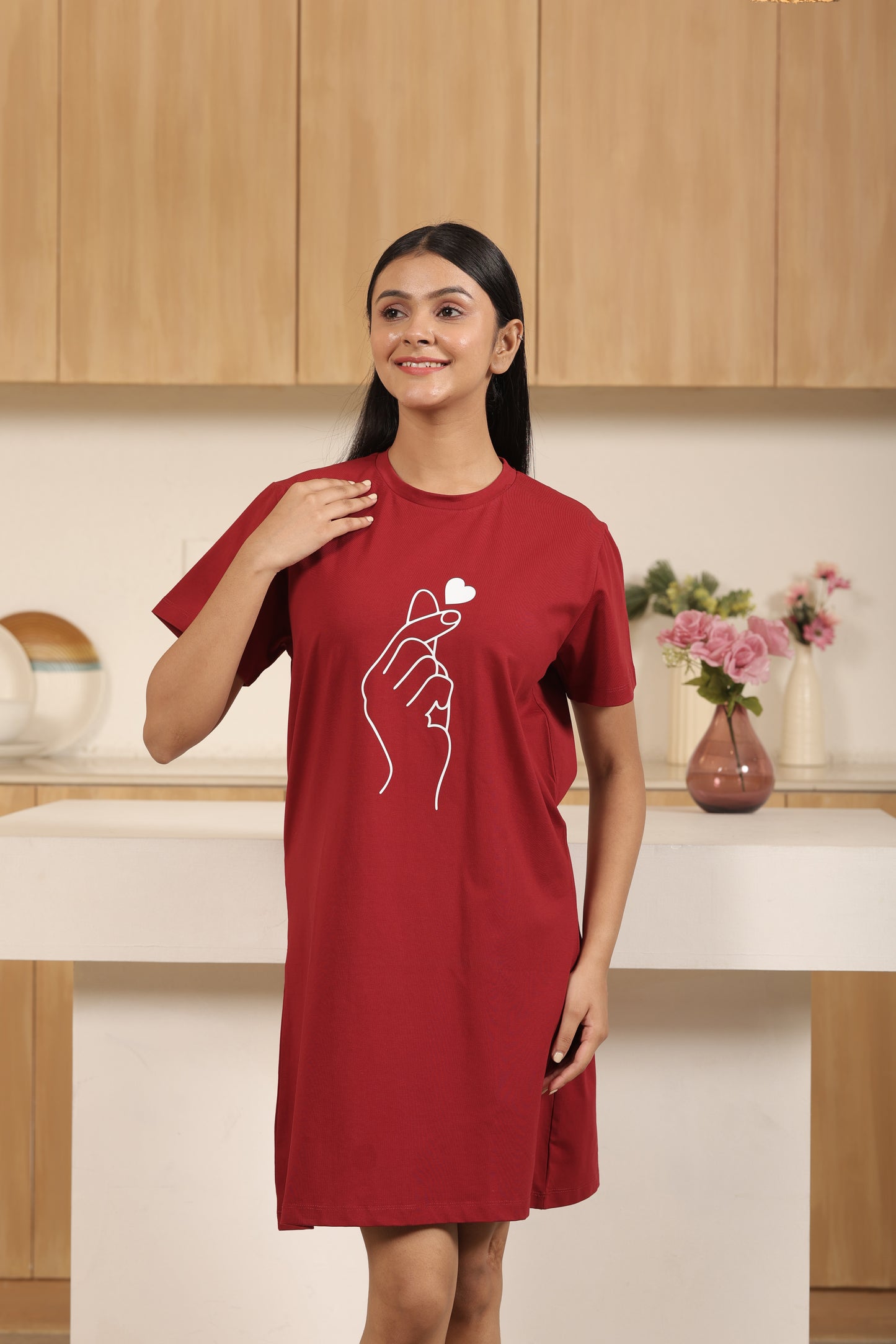 CottonBloom HeartGlow Nightdress