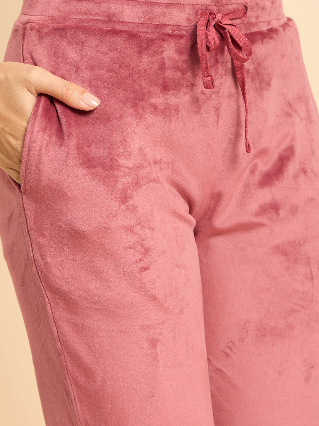 Rose Pink Velour Zip-Front Jacket & Pants Lounge Set - KIZA