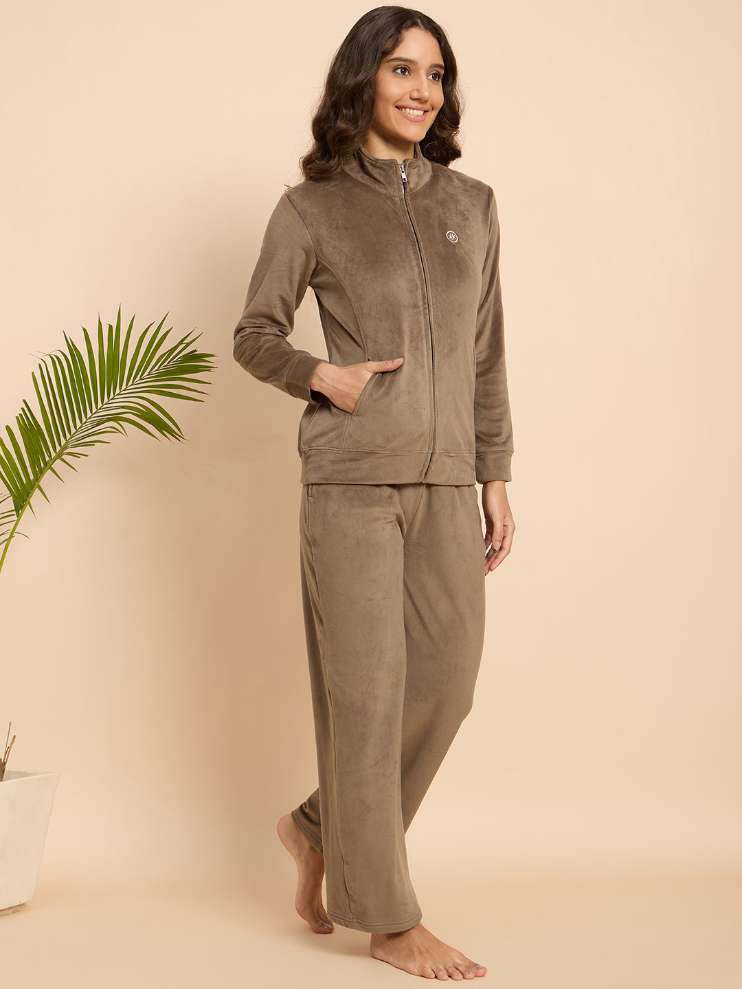 Mouse Grey Velour Zip-Front Jacket & Pants Lounge Set - KIZA