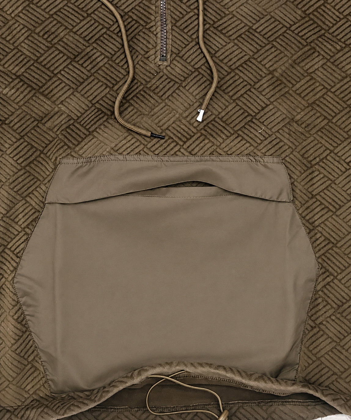 Men's Olive Hooded Half-Zip Pullover Jacket - KIZA